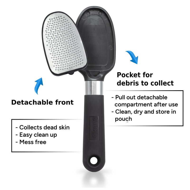 Rikans Foot File Foot Rasp Callus Remover Dead Skin Remover Double Sided Foot Scrubber Foot Care Pedicure Tool to Remove Hard Skin Can Be Used Wet or Dry Skin High Grade Stainless Steel File - Image 3